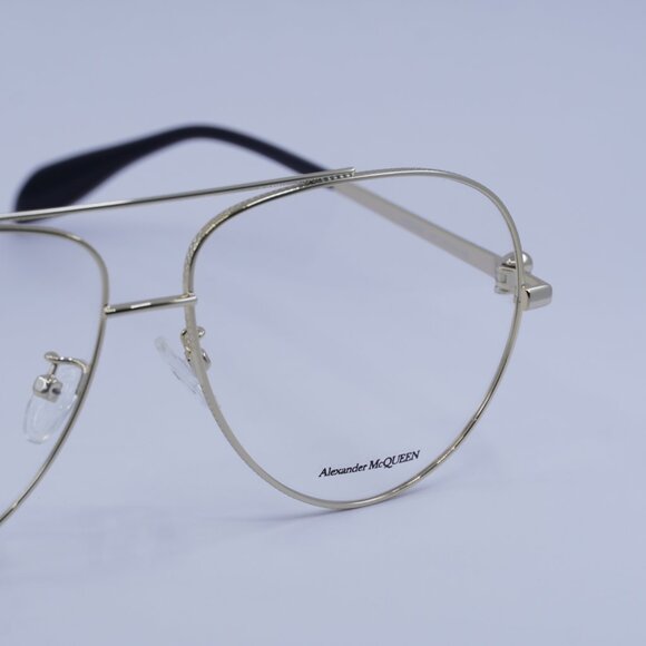 Alexander McQueen AM0260O 001 Eyeglasses Gold 61mm Aviator Frame - Picture 2 of 10